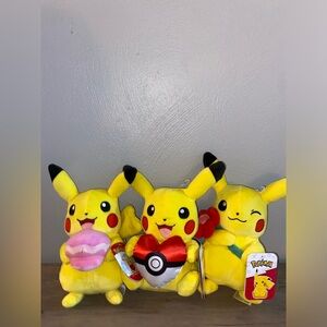 Set Of 3 Pokémon Valentines 8” Pikachu Plushies Officially Licensed Jazzwares